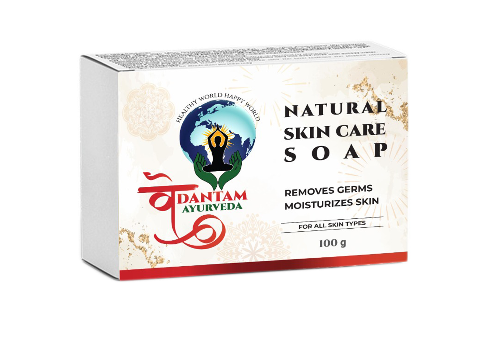 Vedantam Ayurveda Natural Skin Care Soap 100g box — removes germs, moisturizes skin, for all skin types