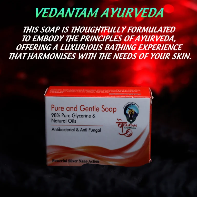 Vedantam Ayurveda soap brand banner: thoughtfully formulated to embody the principles of Ayurveda for a luxurious bathing experience