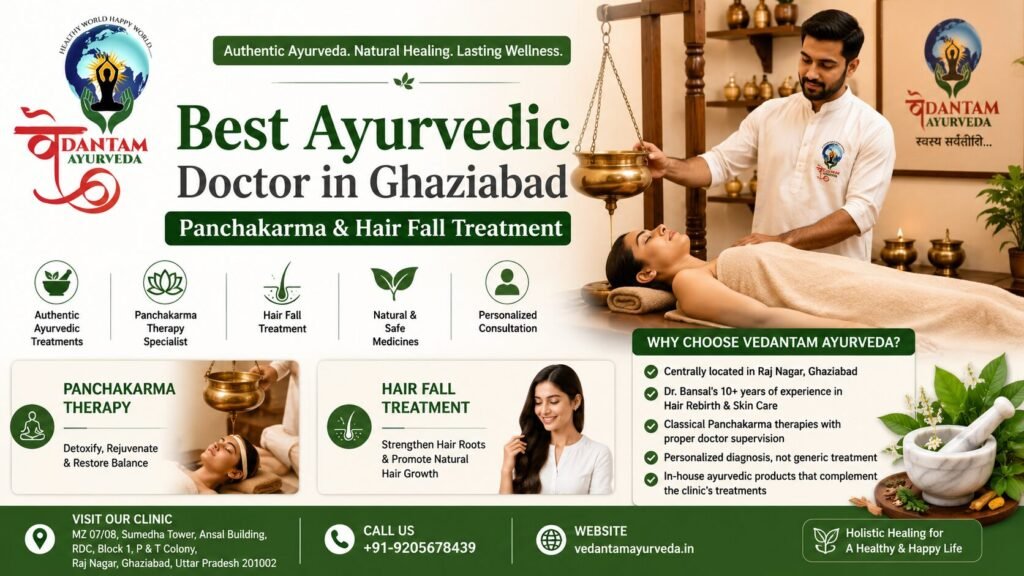 Best Ayurvedic Doctor in Ghaziabad – Vedantam Ayurveda Clinic for Panchakarma, Hair Fall & Ayurvedic Treatment