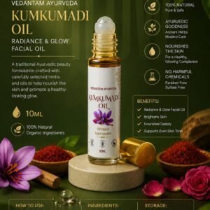 Vedantam Ayurveda Kumkumadi Oil 10ml – Ayurvedic Face Glow Oil for Radiant & Even Skin Tone