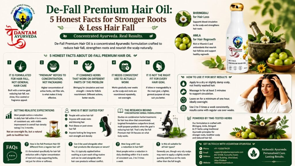 De-Fall Premium Hair Oil for hair fall reduction and stronger hair roots