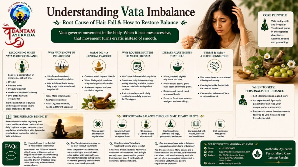 Vata imbalance and Ayurvedic treatment for hair fall