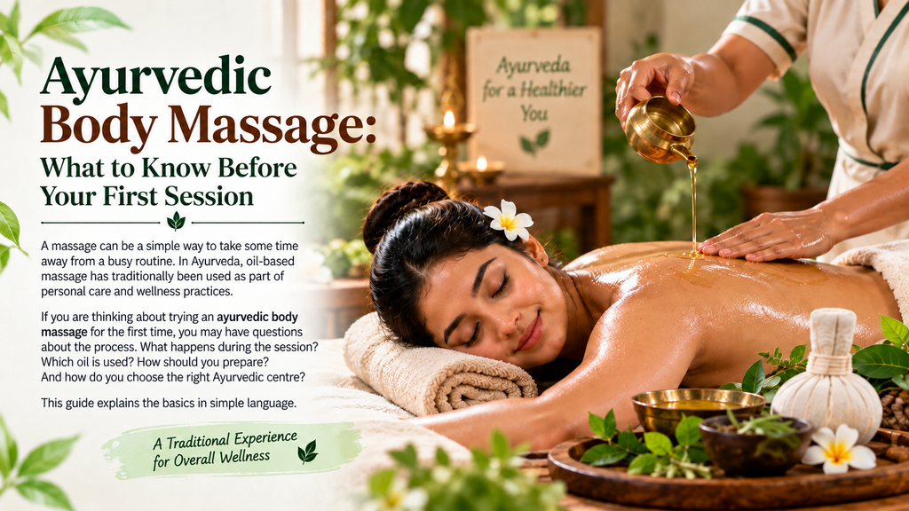 Ayurvedic body massage with warm oil in a calm wellness setting